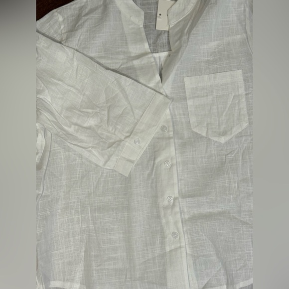 Linen White Casual top short sleeve size medium - Picture 4 of 7